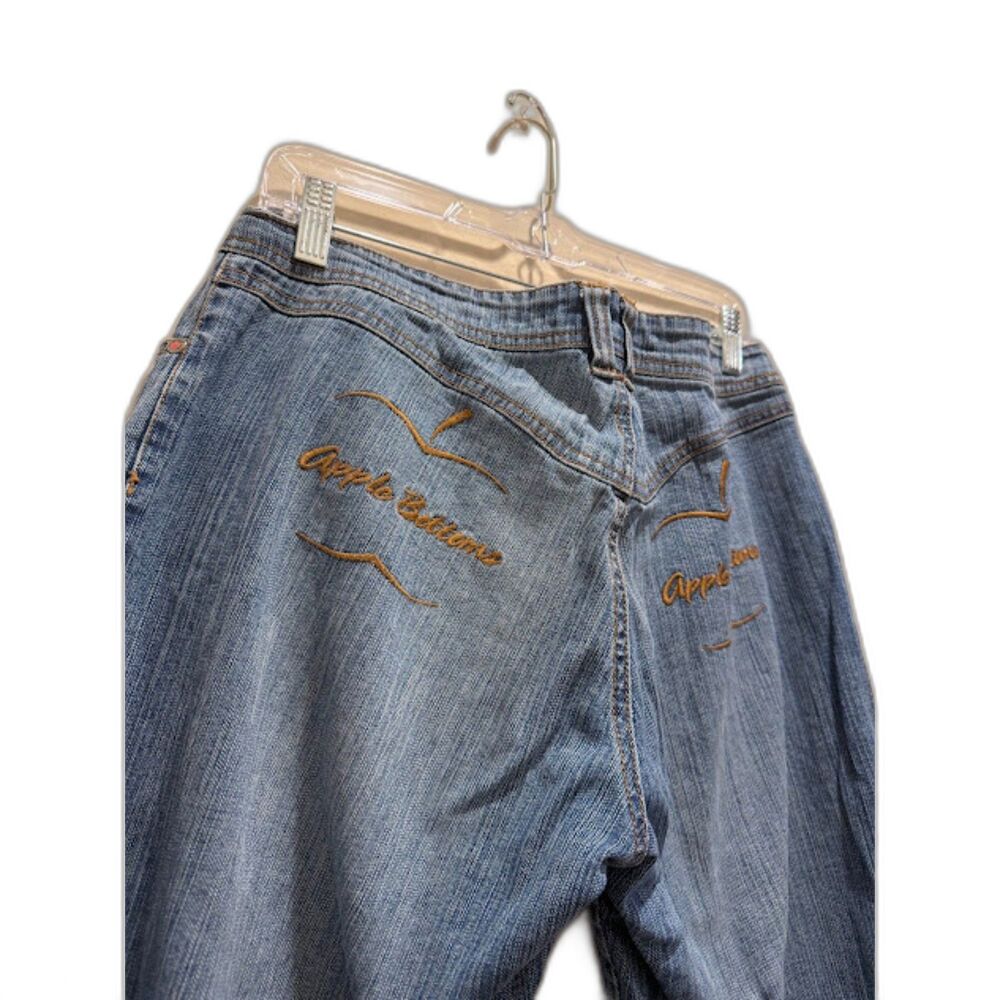 Apple Bottoms Bootcut Jeans VTG y2k Size 12 Blue Embroidered Pockets Flare Denim